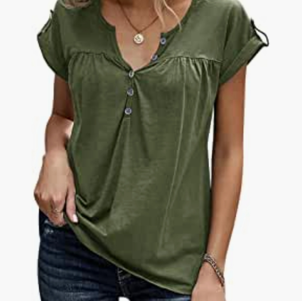 Army green henley top size xxl